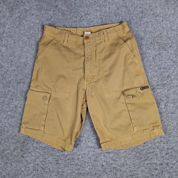 Lucky Brand Dungarees Loose Baggy Cargo Short Mens 30 Tan Khaki Preppy - Picture 1 of 11